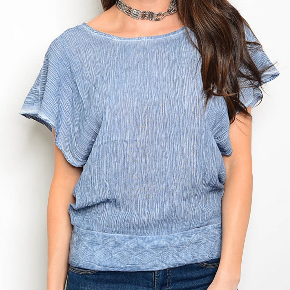 ❗️CLOSING SALE❗️ Sky Blue Mineral Wash Top - Picture 2 of 3